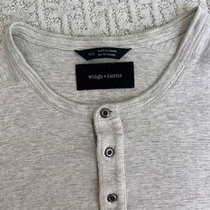 Wings+Horns Gray Henley Shirt
